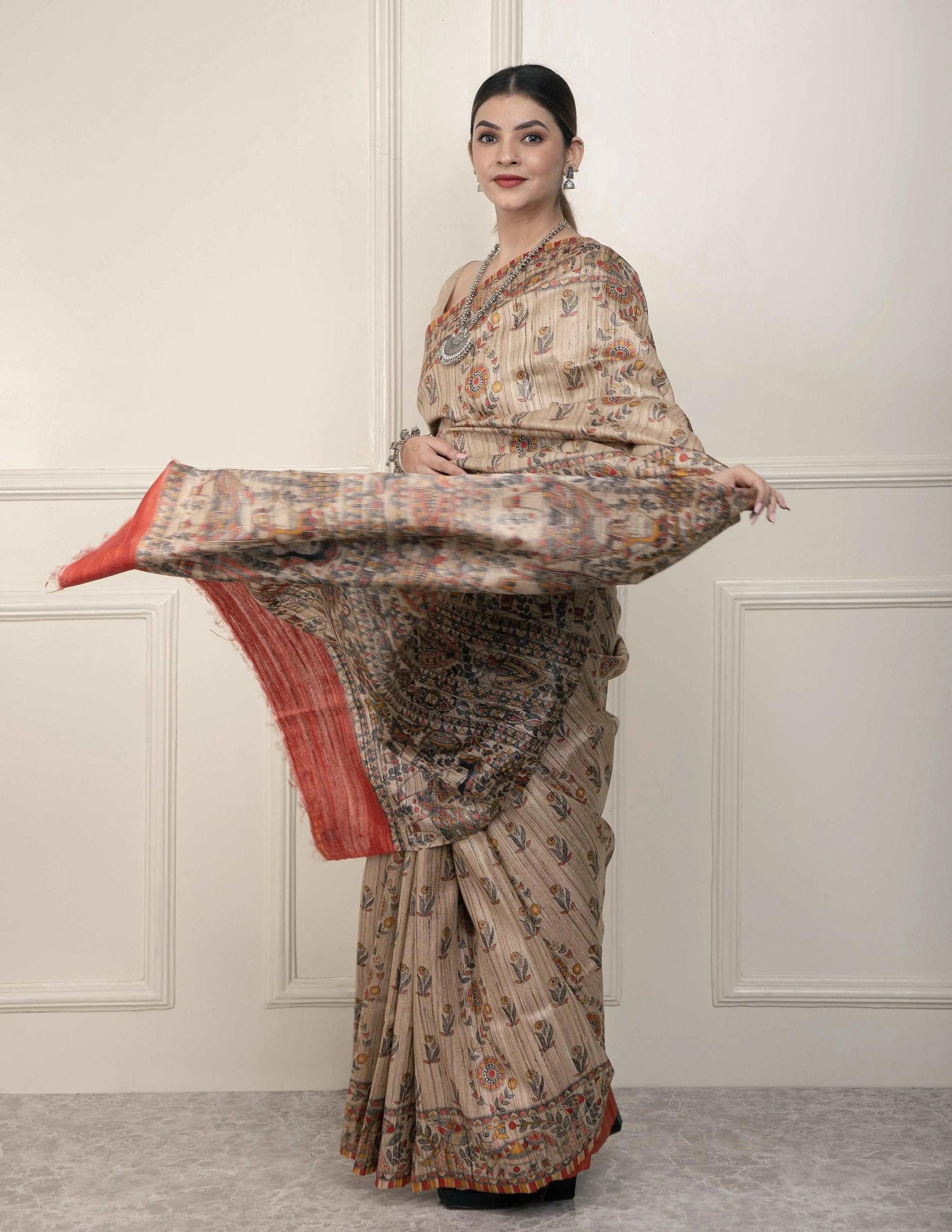 ELEGANCE | Tussar Silk | Madhubani Print | Indidha Saree