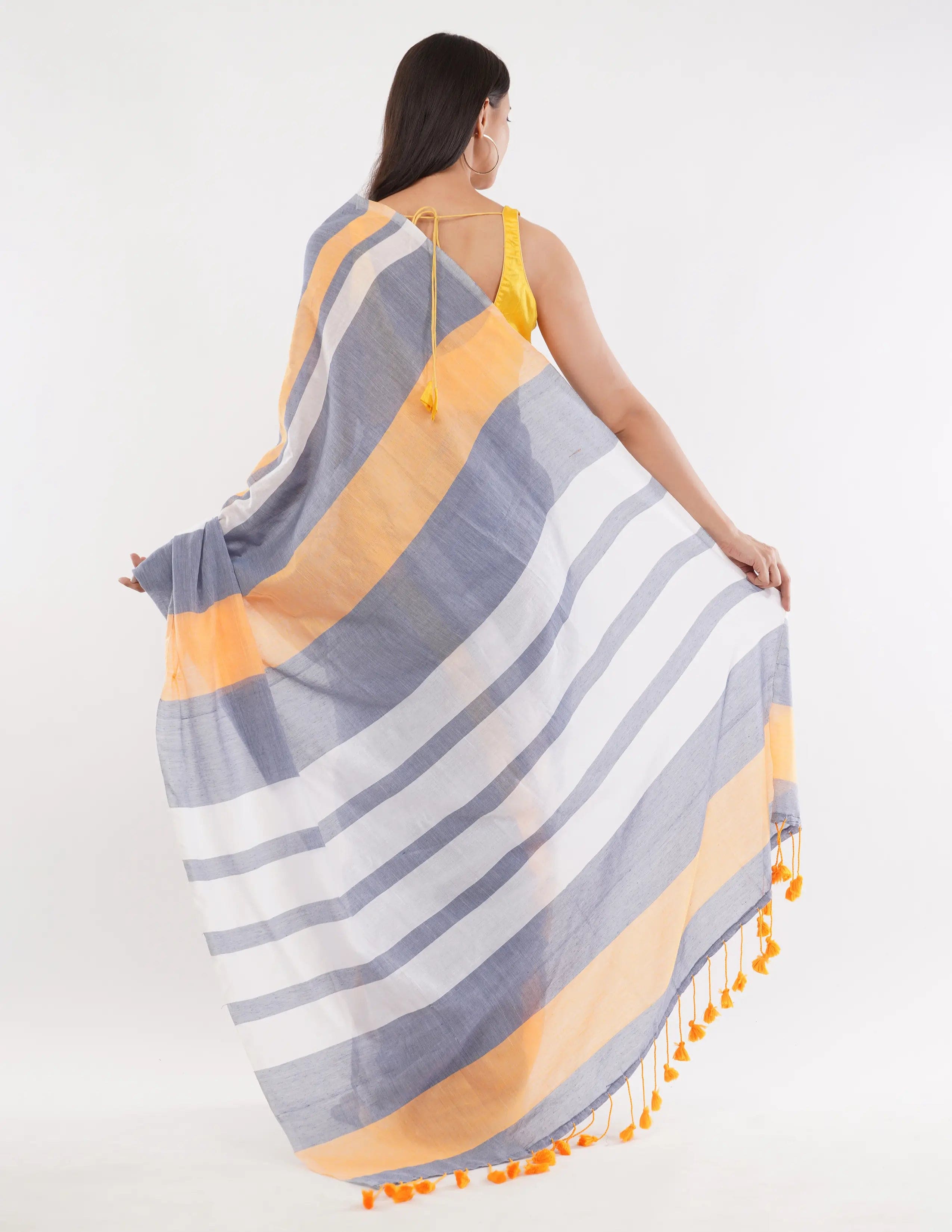 Suman SantiPur Saree GOSSAMER GOLD | Pure Cotton | Indidha Saree