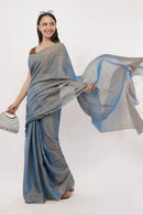 Suman SantiPur Saree HEAVENLY BLUE | Handloom Linen Tissue | Indidha Saree