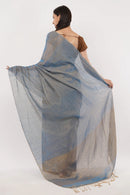 Suman SantiPur Saree HEAVENLY BLUE | Handloom Linen Tissue | Indidha Saree