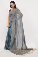 Suman SantiPur Saree HEAVENLY BLUE | Handloom Linen Tissue | Indidha Saree