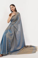 Suman SantiPur Saree HEAVENLY BLUE | Handloom Linen Tissue | Indidha Saree