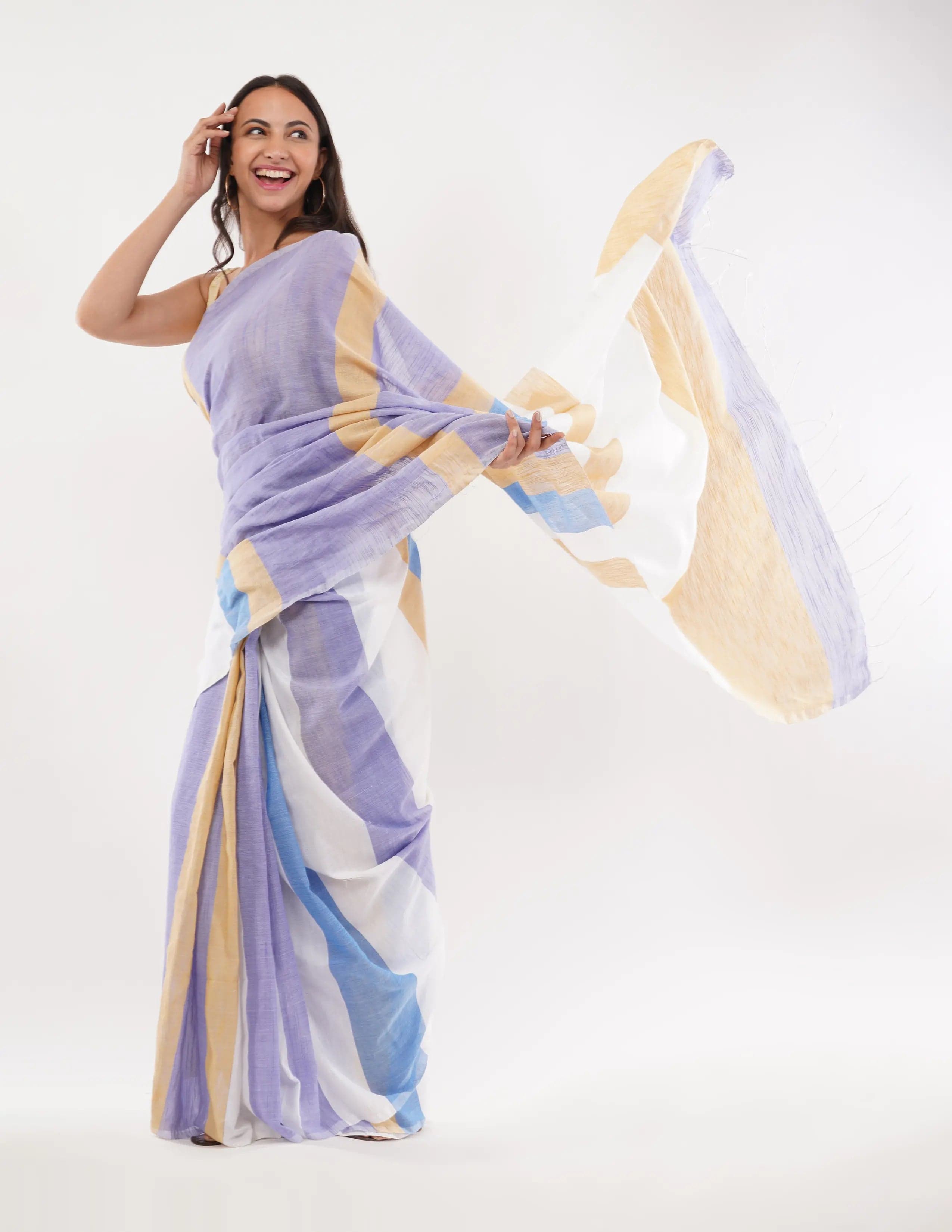 Suman SantiPur Saree IVORY ILLUSION | Pure Cotton | Indidha Saree