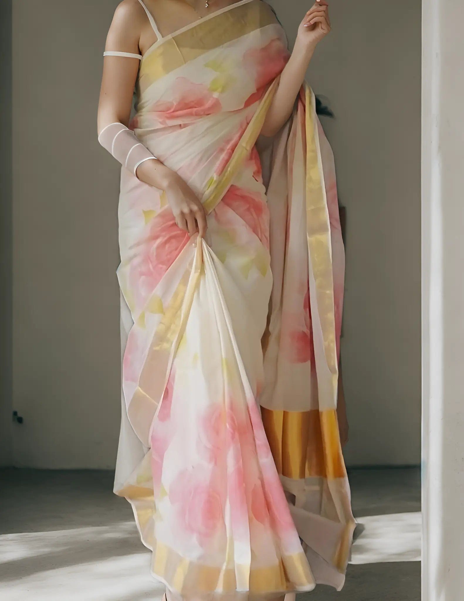 IVORY ROSE | KERALA Cotton | Indidha Saree