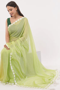 Suman SantiPur Saree LIME LUSH | Mul Cotton | Indidha Saree