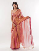 Suman SantiPur Saree LUMINOUS ROSE | Handloom Tissue | Indidha Saree