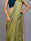 Bina Textile BGP Saree MEHNDI | Viscose and Tussar Silk | Indidha Saree