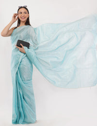 Suman SantiPur Saree NEEL PARI | Handloom Linen Tissue | Indidha Saree