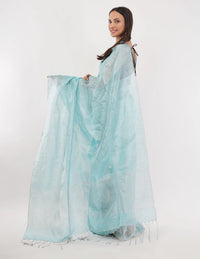 Suman SantiPur Saree NEEL PARI | Handloom Linen Tissue | Indidha Saree