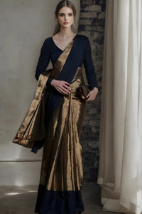Suman SantiPur Saree NOIR GOLD | Handloom Tissue | Indidha Saree
