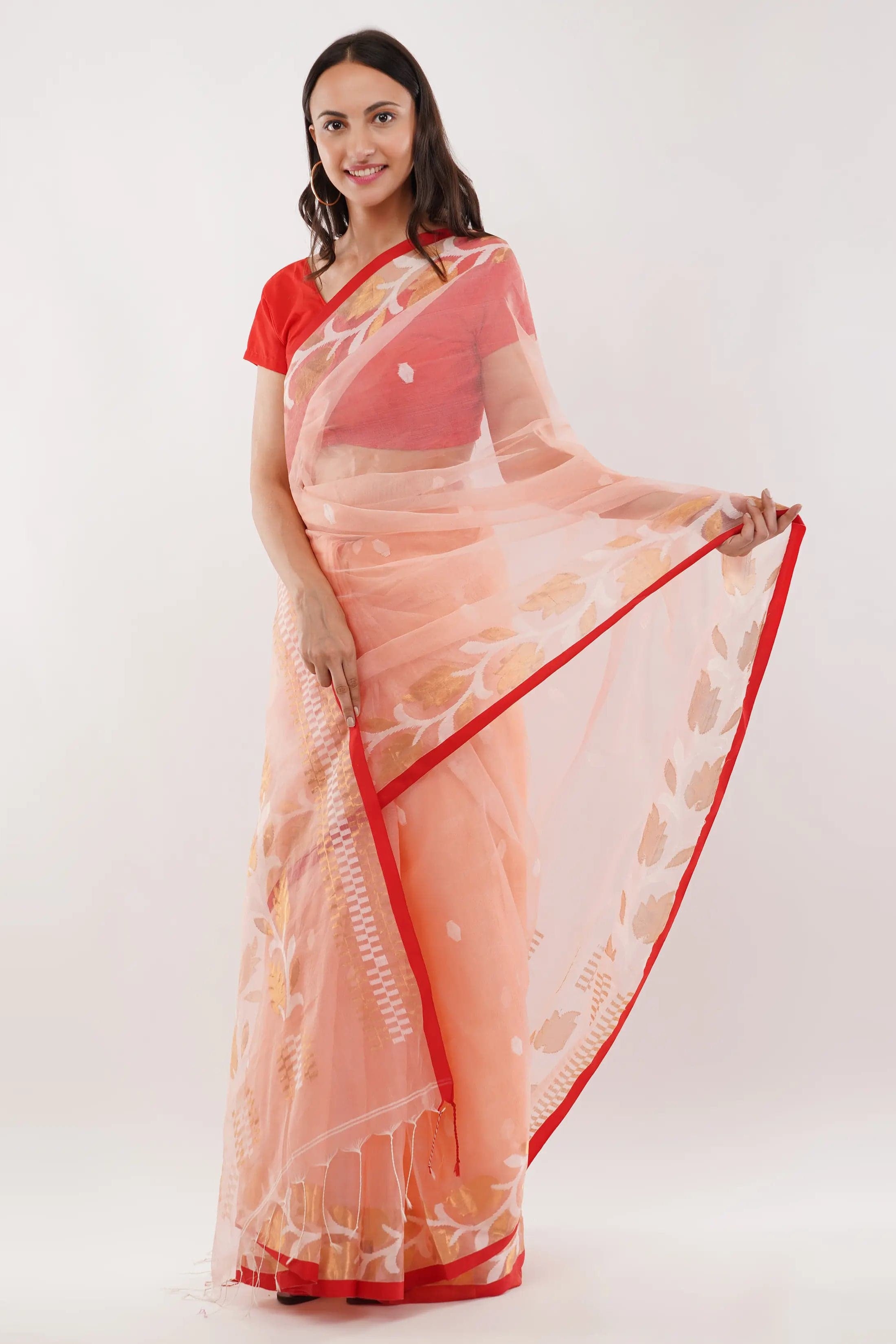 NOORANI PHOOL | Pure Muslin Jamdani | Indidha Saree