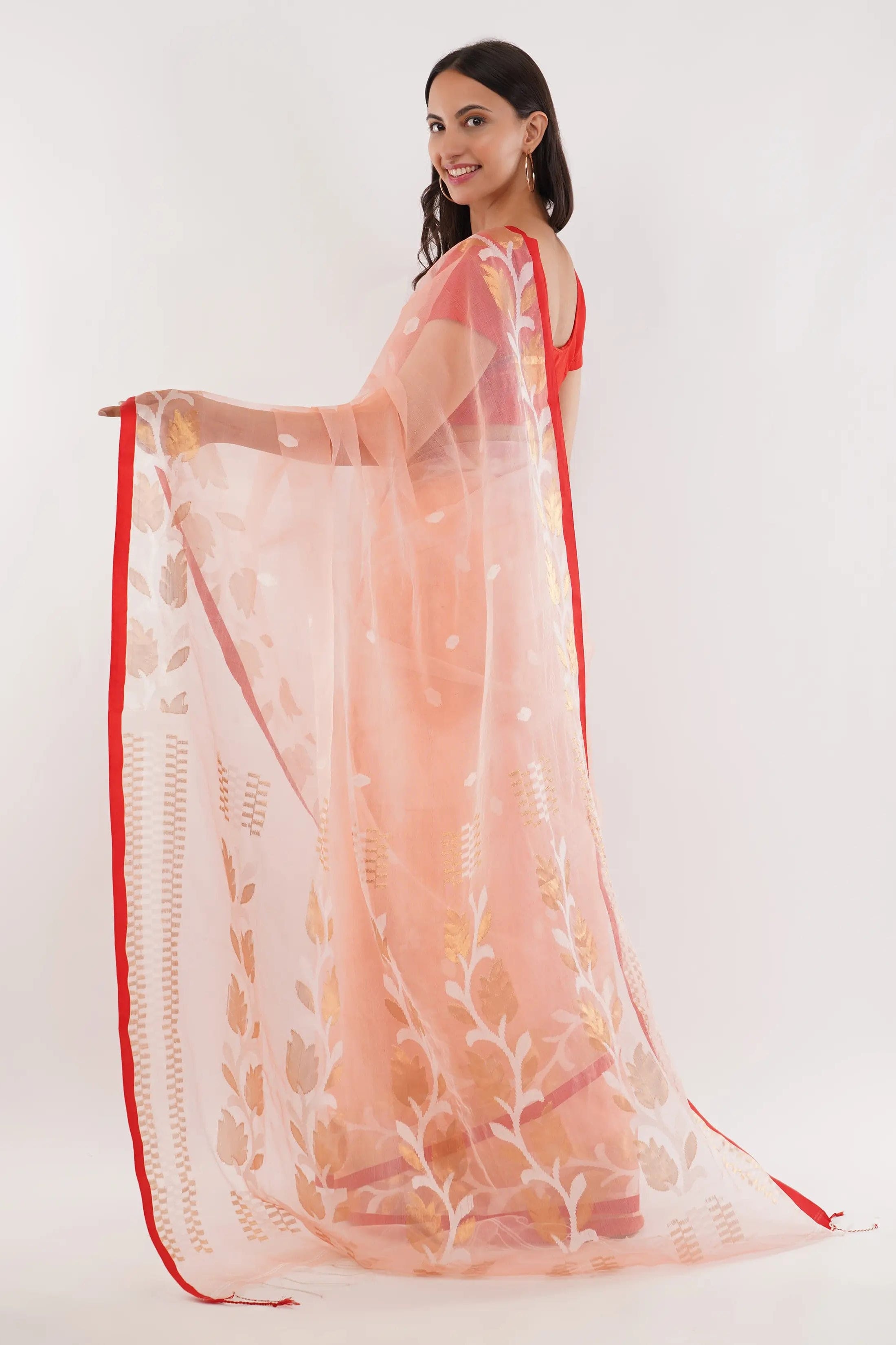 NOORANI PHOOL | Pure Muslin Jamdani | Indidha Saree