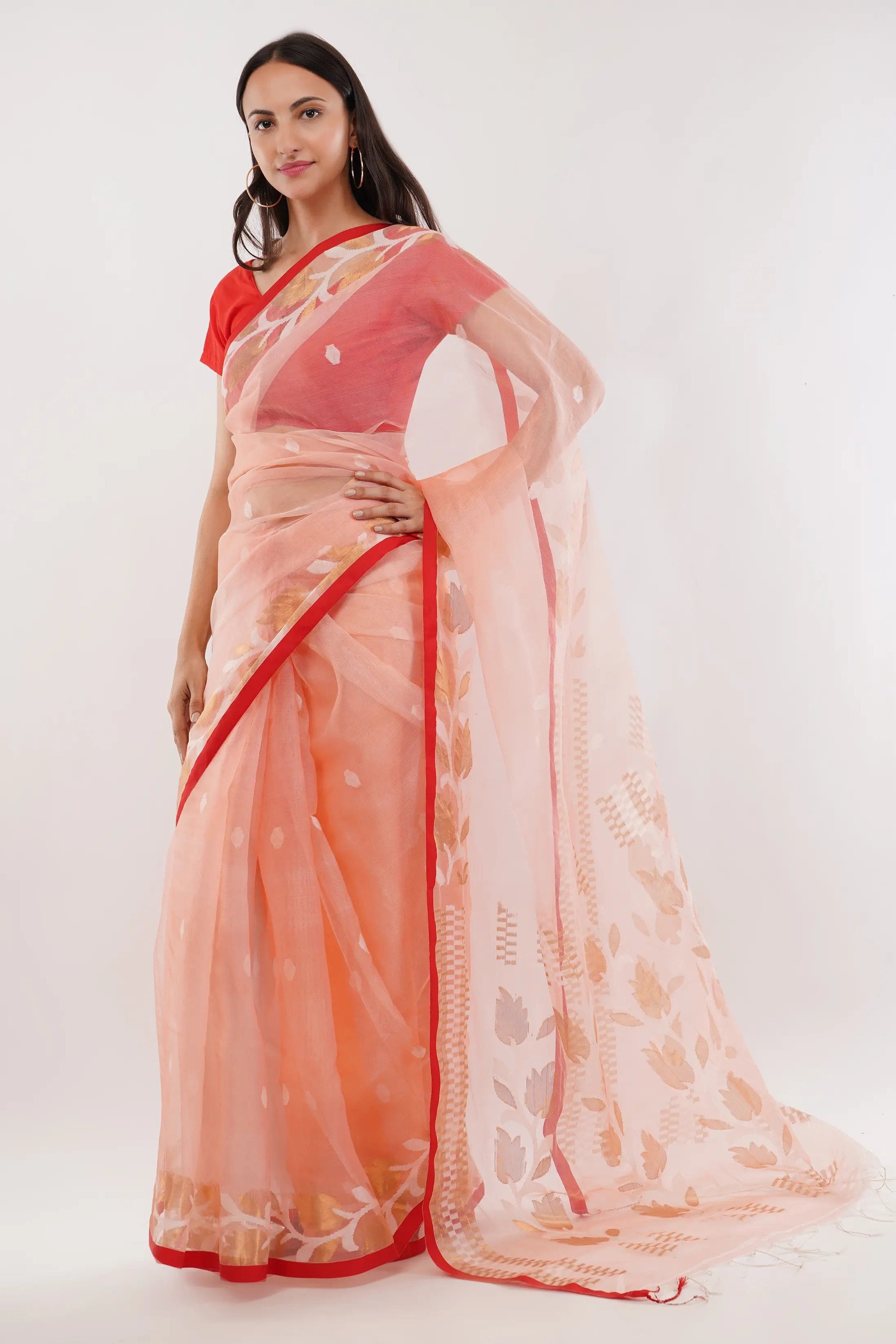 Puja Malakar, Fulia Saree NOORANI PHOOL | Pure Muslin Jamdani | Indidha Saree