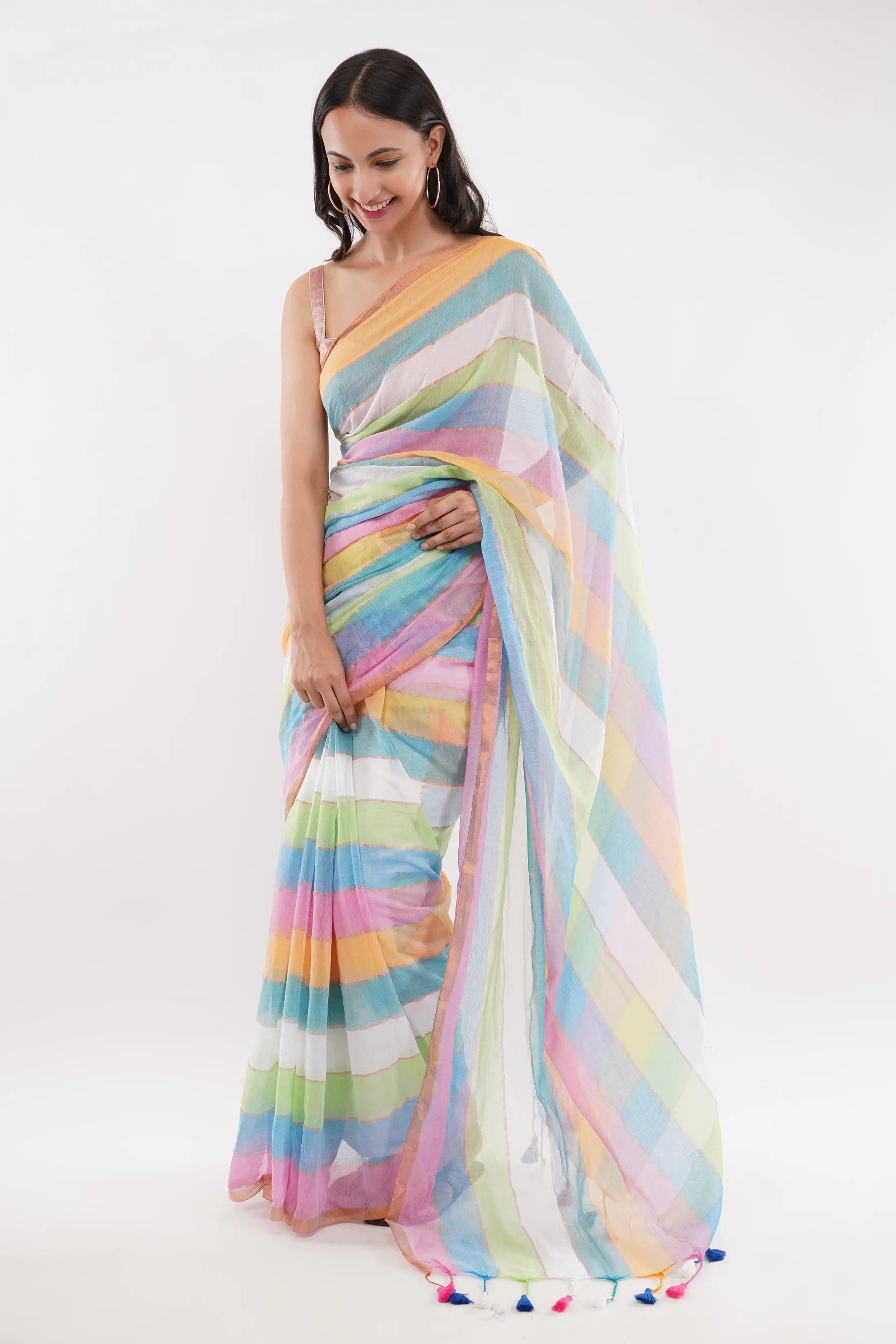 PASTEL RAINBOW | Mul Cotton | Indidha Saree