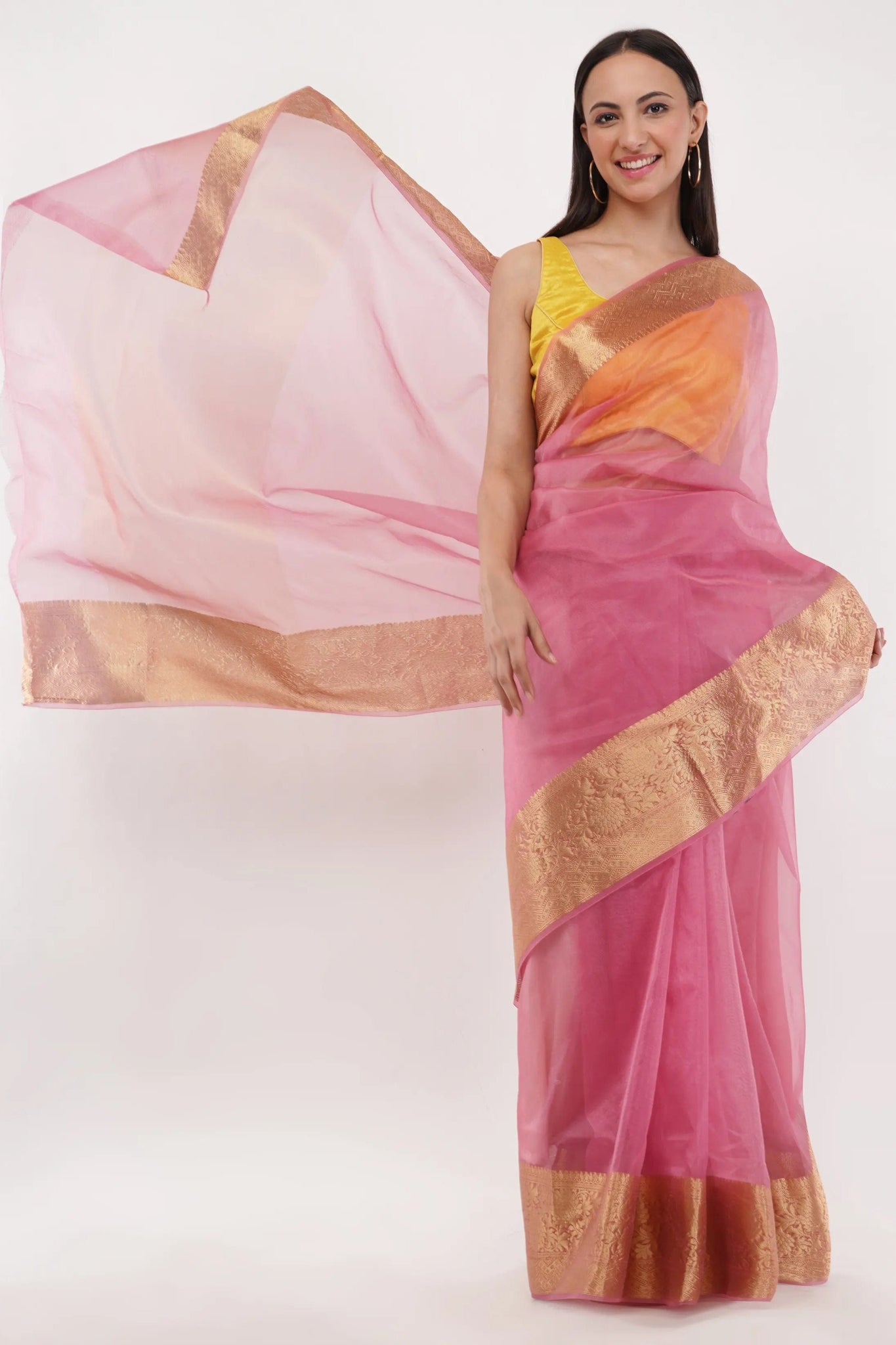 PINK OPAL | Organza with Banarasi Border | Indidha Saree