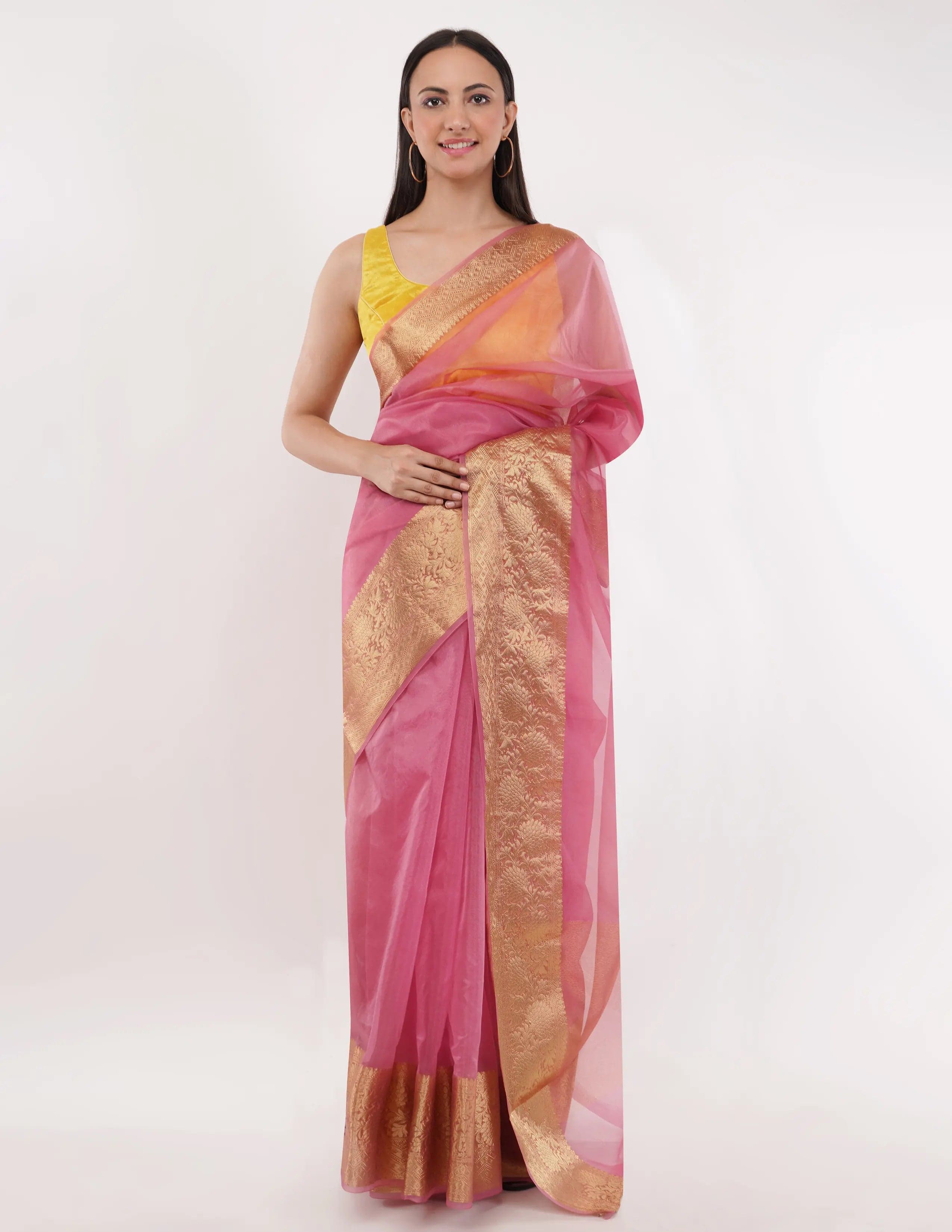 PINK OPAL | Organza with Banarasi Border | Indidha Saree