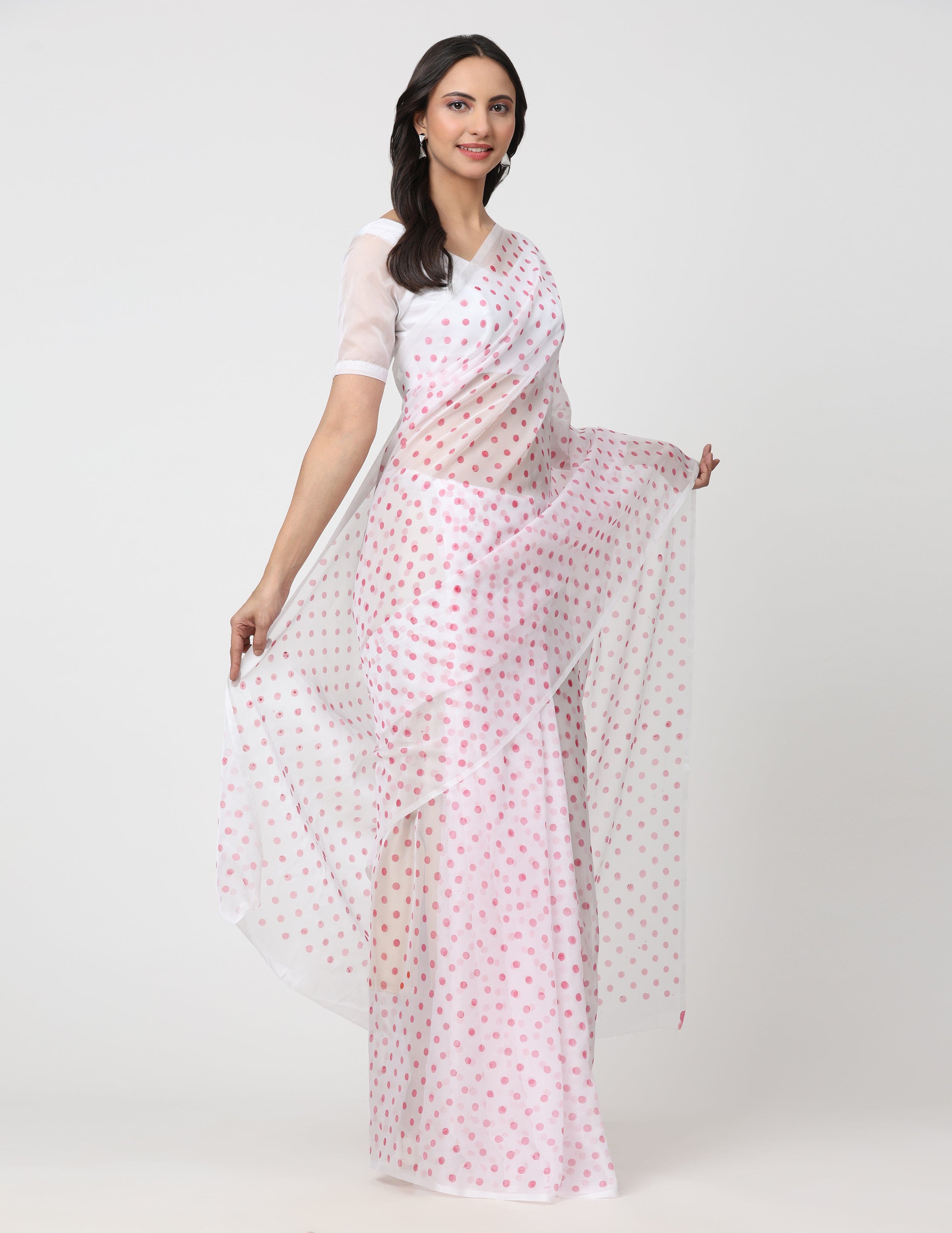 Sharon Saree POLKA MORNING | Handpainted Organza | Indidha Saree