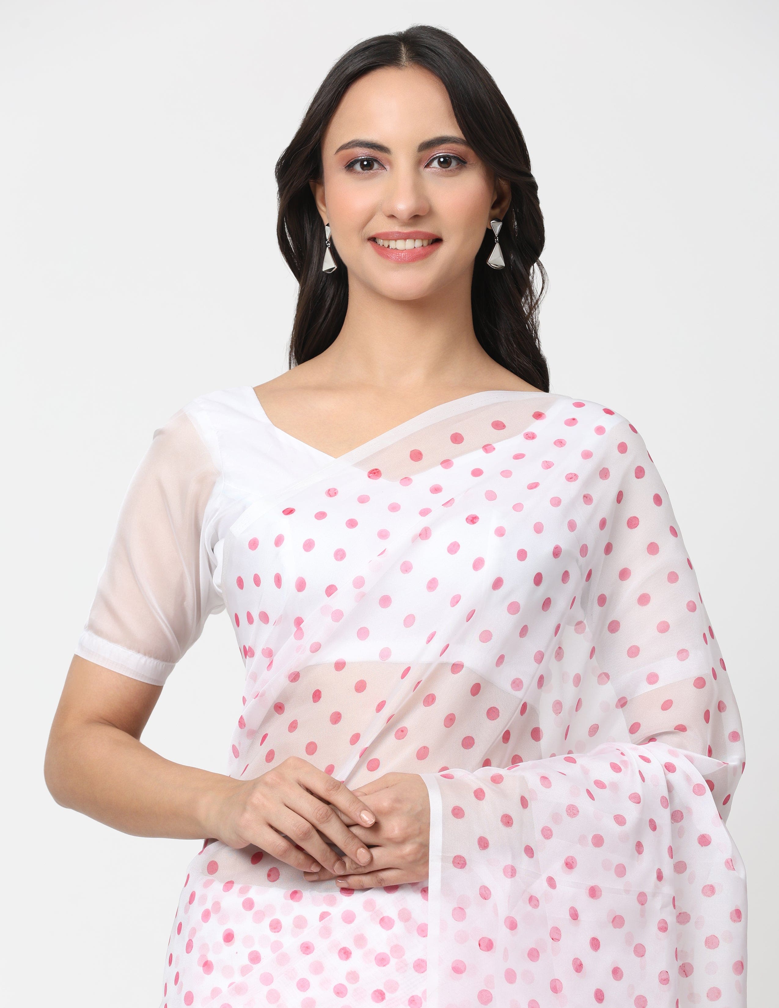 Sharon Saree POLKA MORNING | Handpainted Organza | Indidha Saree
