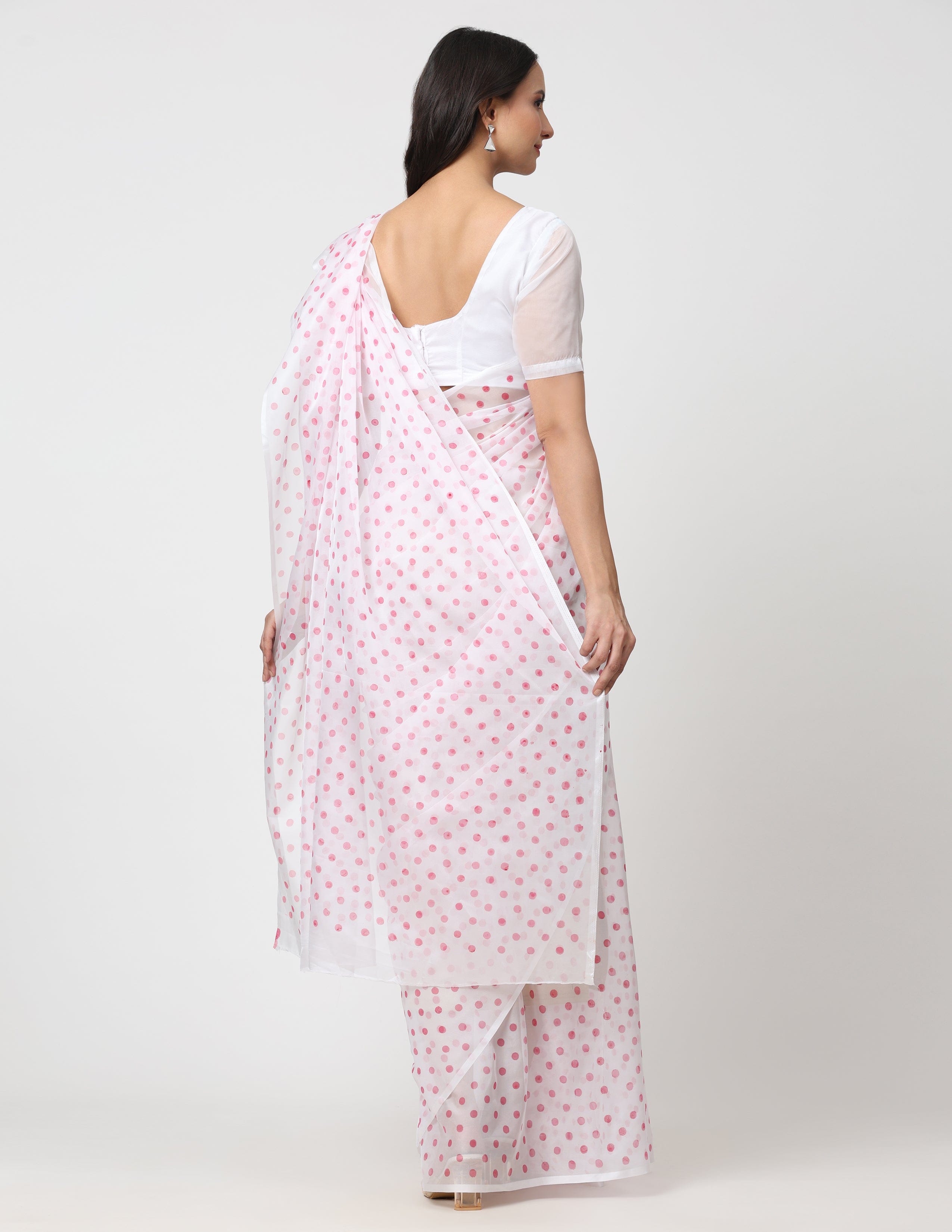 Sharon Saree POLKA MORNING | Handpainted Organza | Indidha Saree