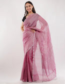 Suman SantiPur Saree ROSY | Handloom Linen Tissue | Indidha Saree