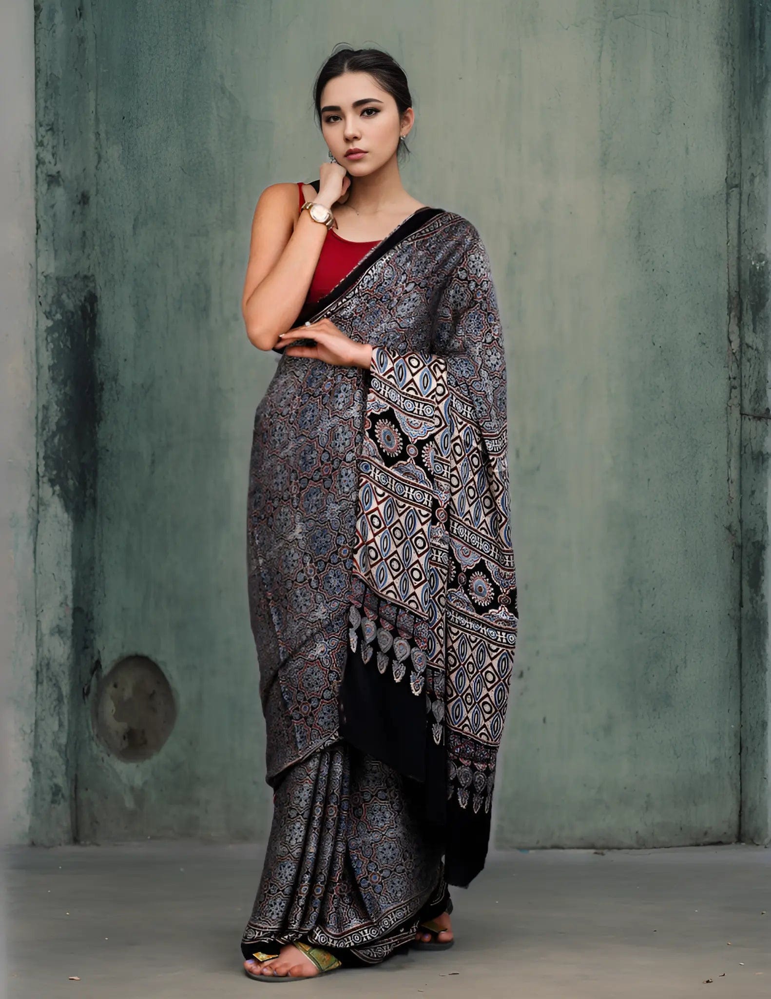 Kutch Saree SAVOIR-FAIRE | Modal Silk | Ajrakh Print | Indidha Saree
