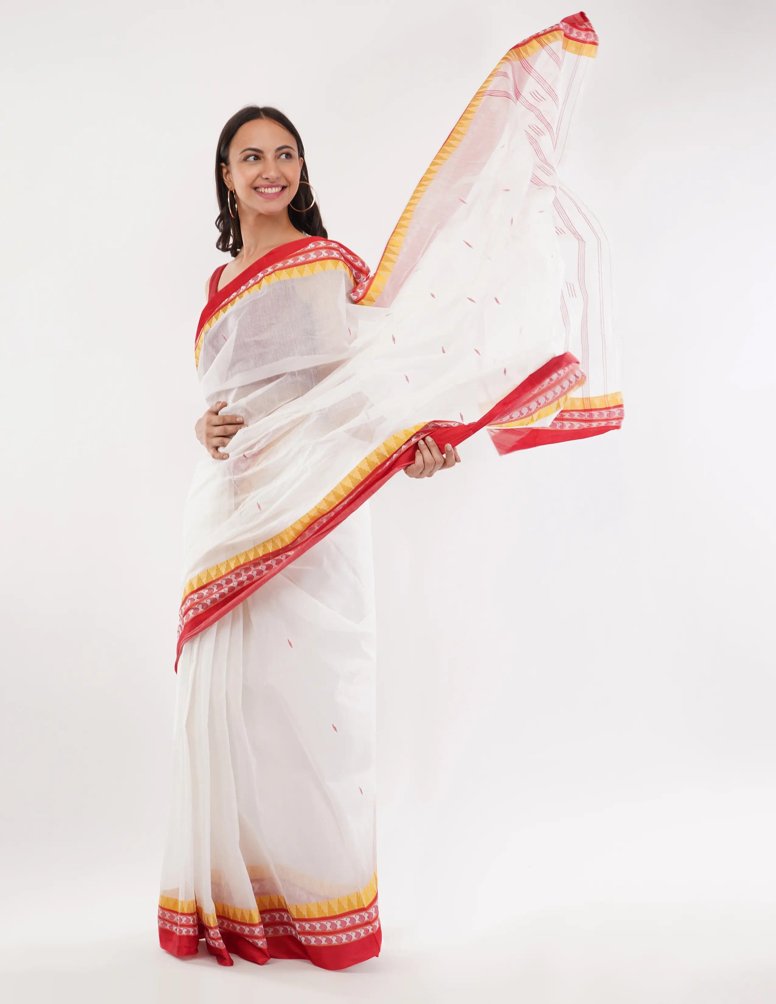 Suman SantiPur Saree SCARLET | Pure Cotton | Indidha Saree