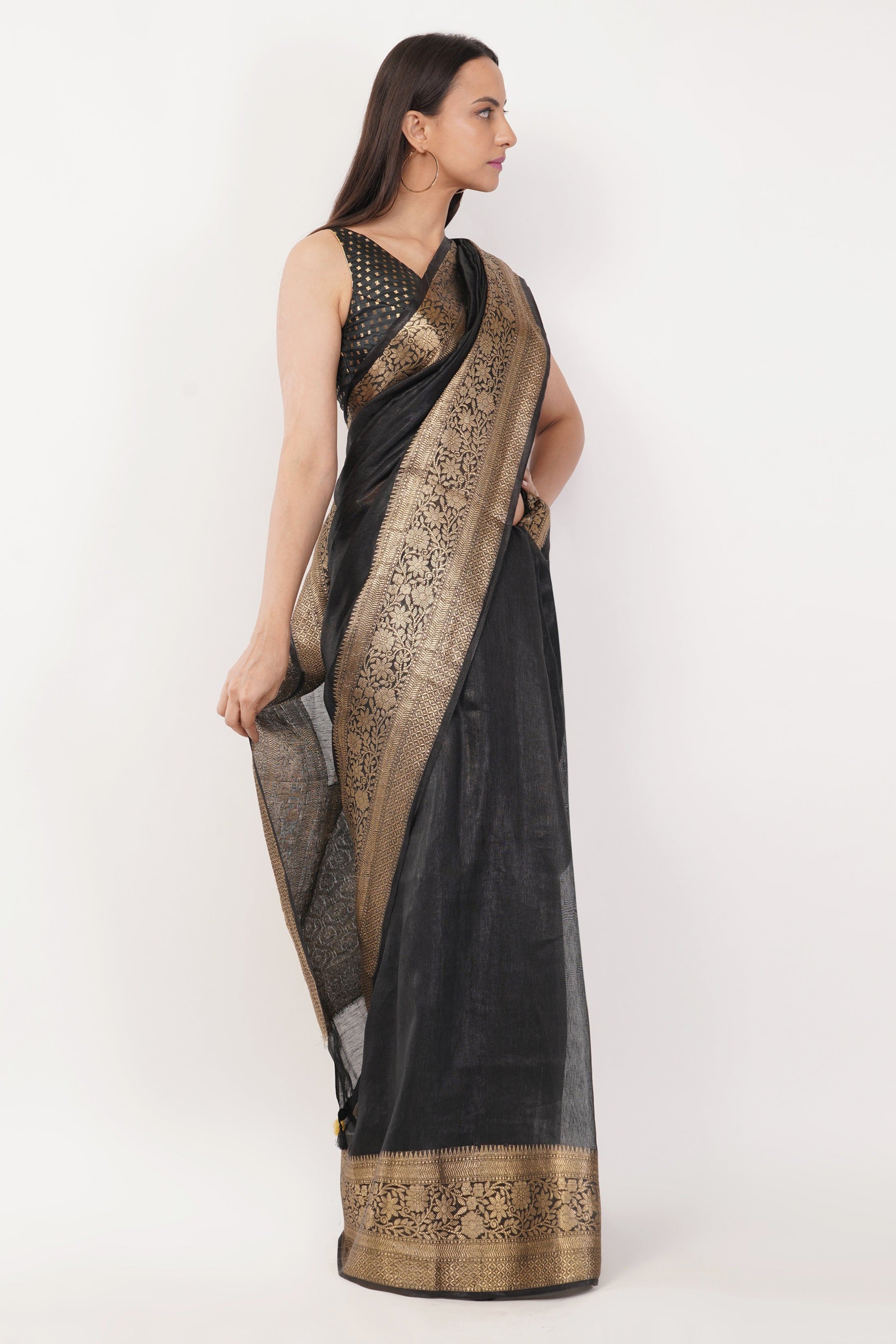 National Handloom, BGP Saree SHADOW OF GRANDEUR | Linen Silk | Indidha Saree