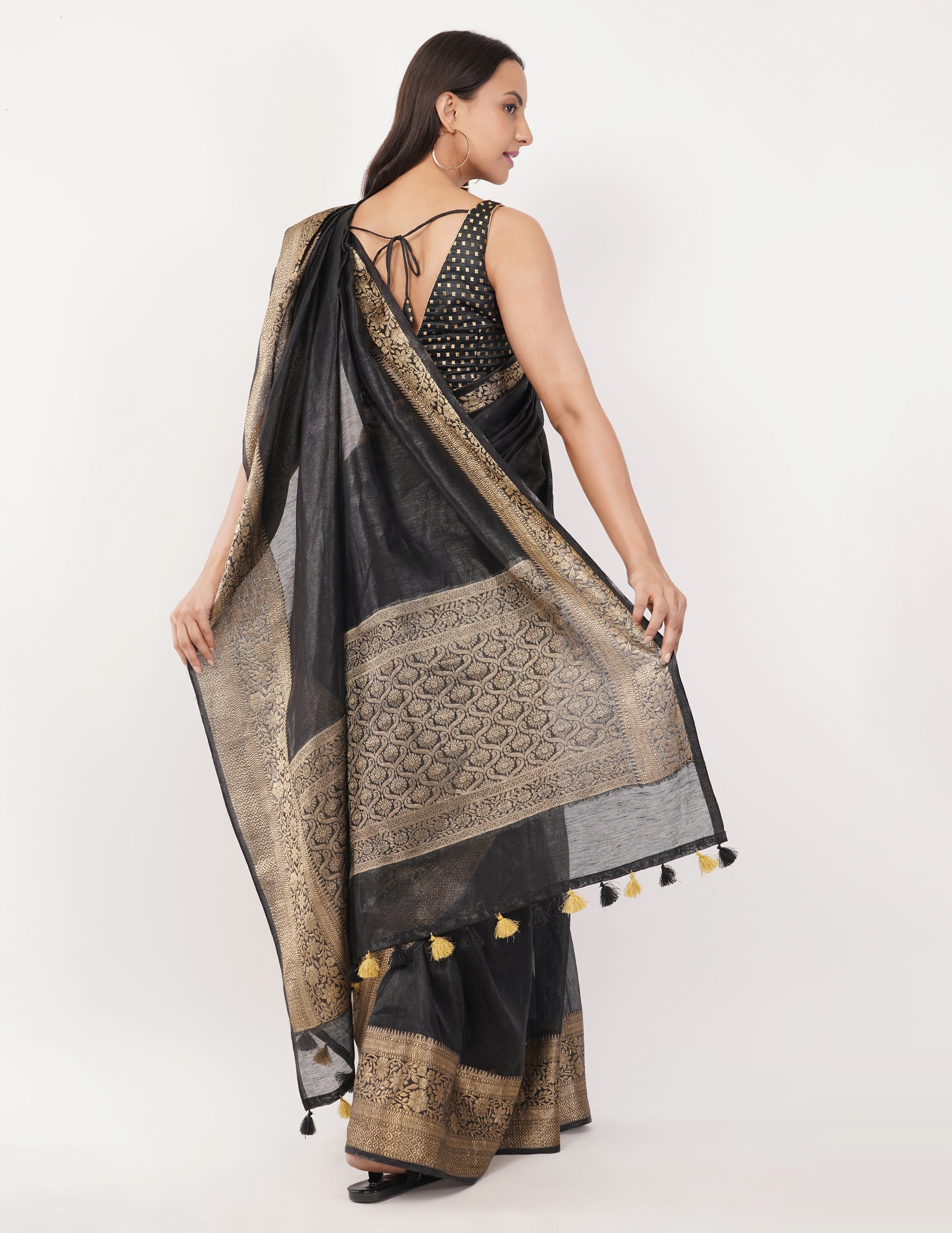 National Handloom, BGP Saree SHADOW OF GRANDEUR | Linen Silk | Indidha Saree
