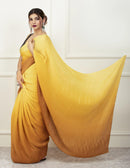 BDS Gandhi Nagar Saree YELLOW HUE | Wrinkle Satin  | Indidha Saree