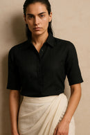 Shadow Black | Handloom Mul Cotton | Blouse Fabric