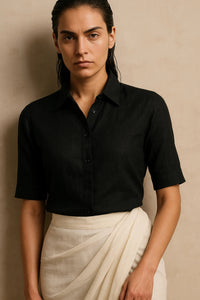 Shadow Black | Handloom Mul Cotton | Blouse Fabric