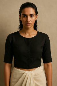 Shadow Black | Handloom Mul Cotton | Blouse Fabric