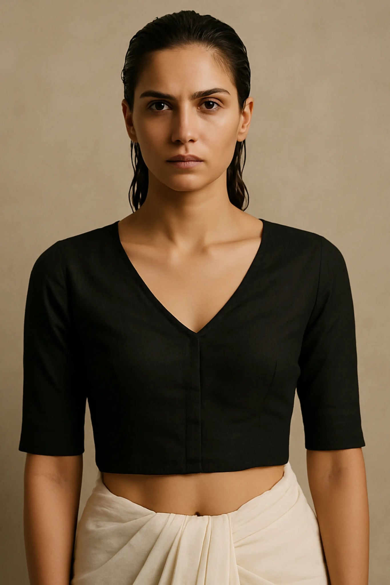 Shadow Black | Handloom Mul Cotton | Blouse Fabric