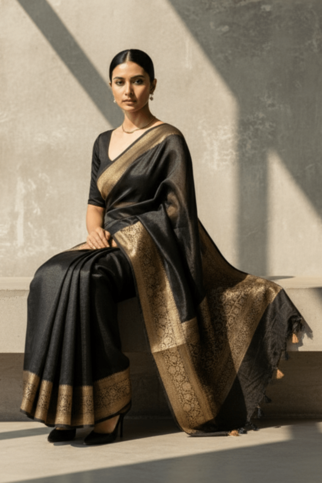 SHADOW OF GRANDEUR | Linen Silk | Indidha Saree