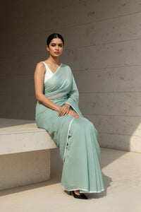 Shibui Sage | Handloom Mul Cotton | Indidha Saree