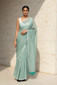 Shibui Sage | Handloom Mul Cotton | Indidha Saree