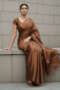 SHIMMERING BRONZE | Handloom Tissue | Indidha Saree