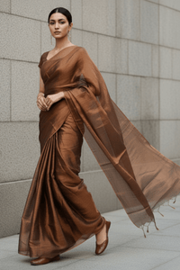 SHIMMERING BRONZE | Handloom Tissue | Indidha Saree
