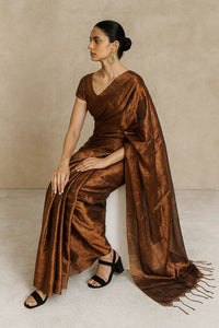 SHIMMERING BRONZE | Handloom Tissue | Indidha Saree