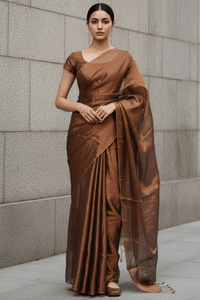 SHIMMERING BRONZE | Handloom Tissue | Indidha Saree