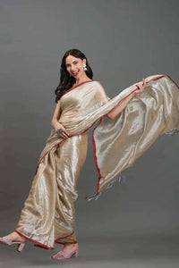 SHIMMERING RED LINE | Tissue | Indidha Saree