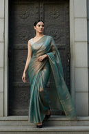 SHIMMERING TEAL | Handloom Tissue | Indidha Saree