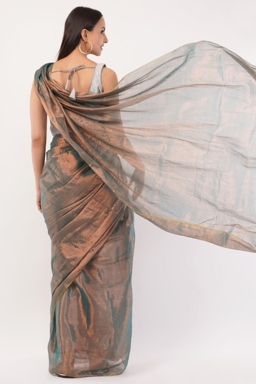 SHIMMERING TEAL | Handloom Tissue | Indidha Saree