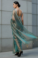 SHIMMERING TEAL | Handloom Tissue | Indidha Saree