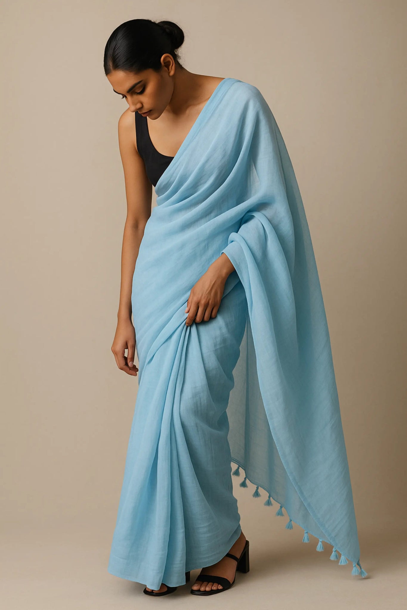 Sky Drift | Handloom Mul Cotton | Indidha Saree
