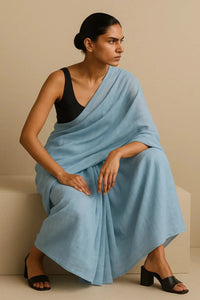 Sky Drift | Handloom Mul Cotton | Indidha Saree