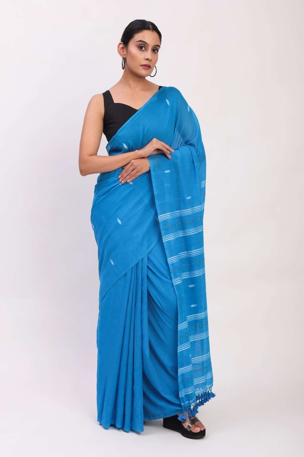 Skyline Blue | Mul Cotton | Indidha Saree