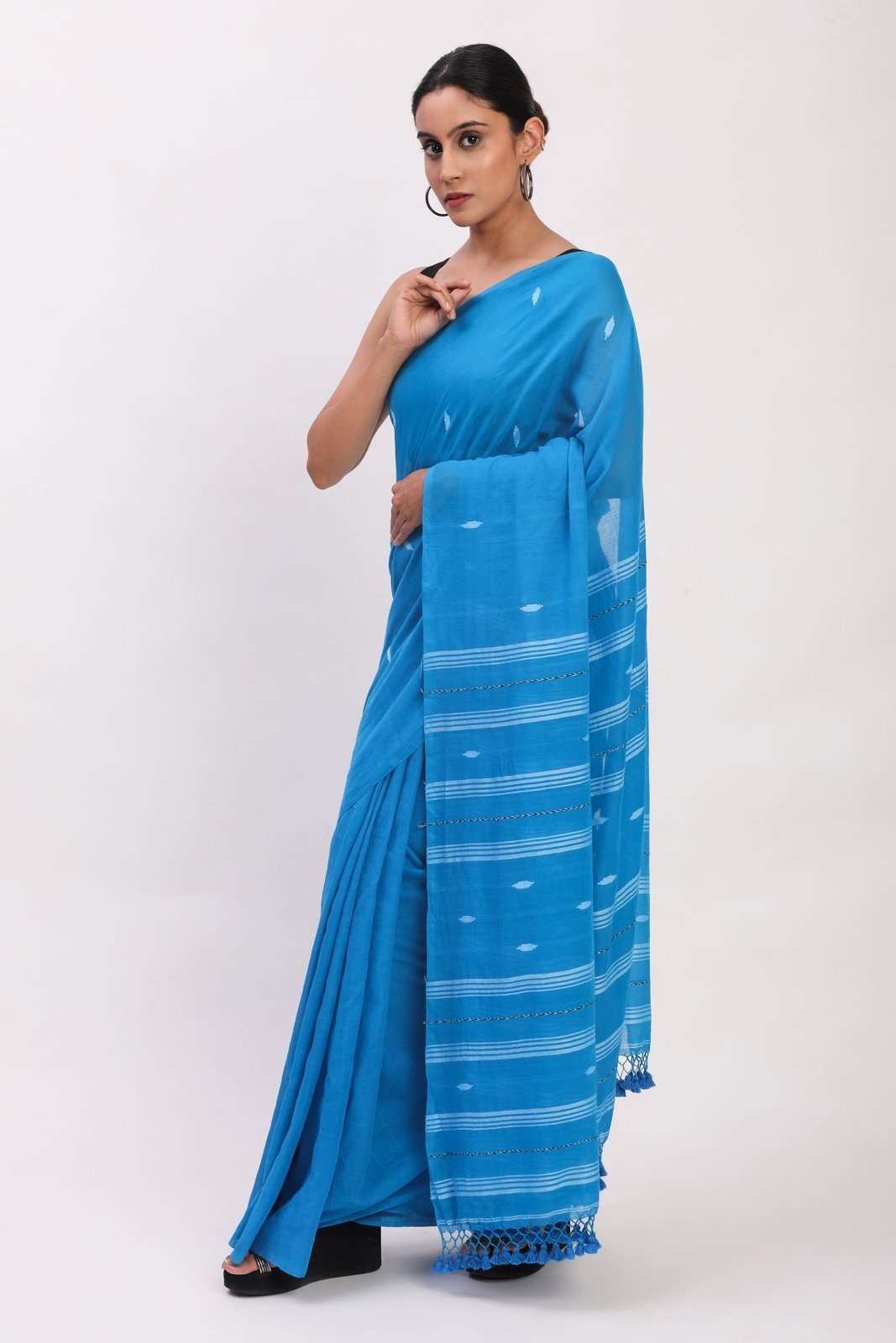 Skyline Blue | Mul Cotton | Indidha Saree
