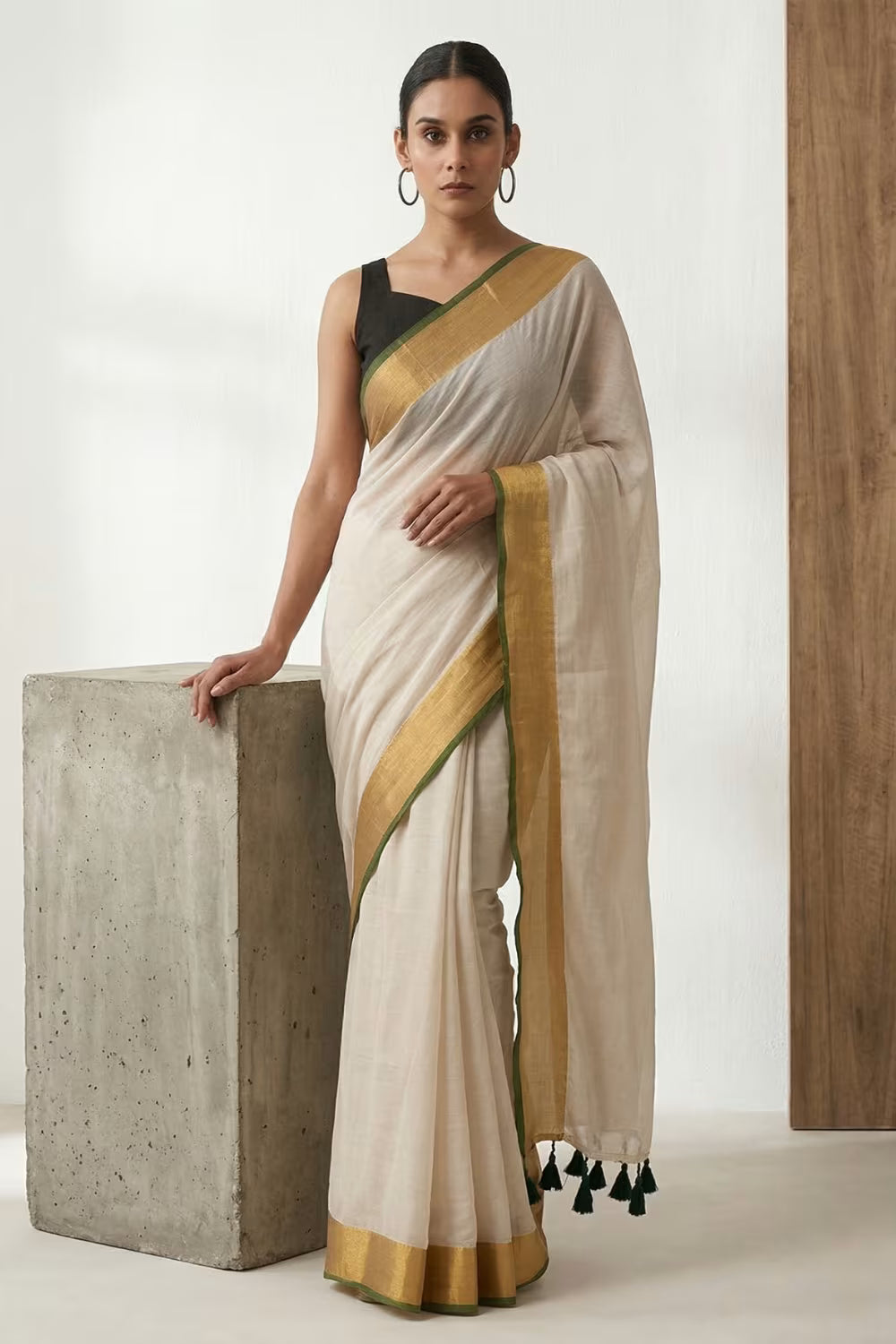 Whisper in Gold | Mul Cotton | Indidha Saree
