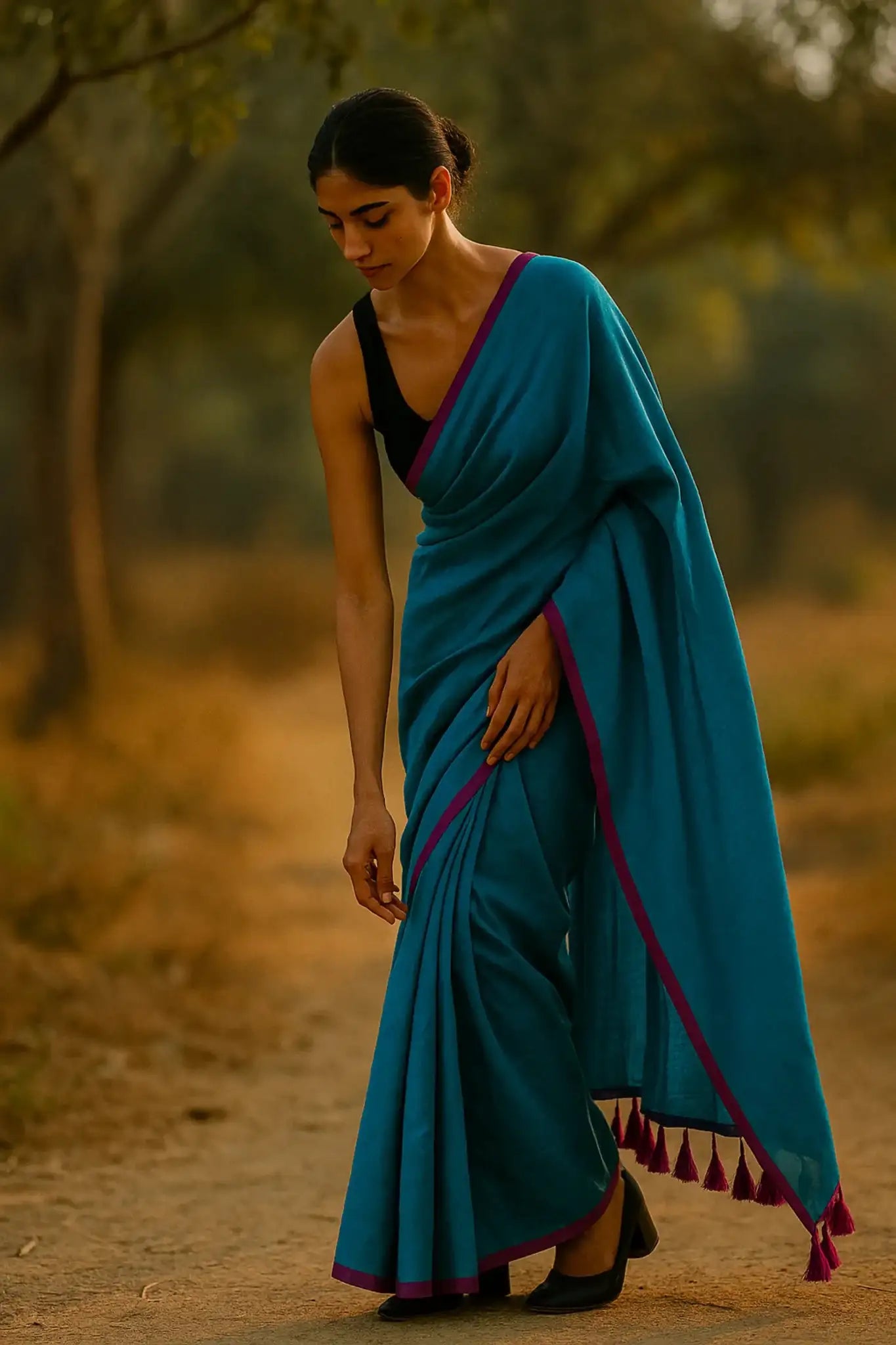 Soft Clash | Handloom Mul Cotton | Indidha Saree